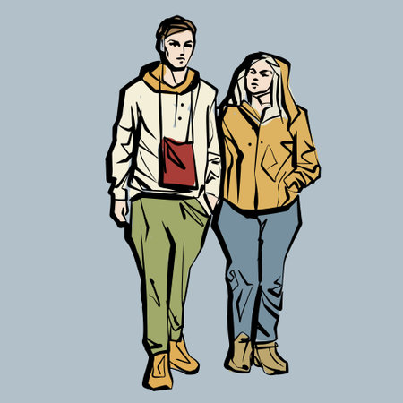 sketch of the young coupleのイラスト素材