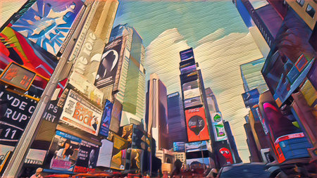 Big city street at Night. Cityscape background with architecture, skyscrapers, megapolis, buildings, downtown.の写真素材