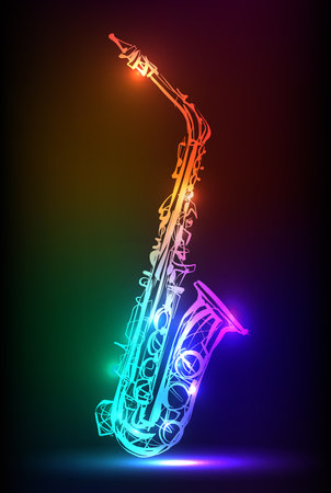 Music instrument Saxophone hand drawn sketchのイラスト素材