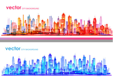 Urban building skyline panoramicのイラスト素材