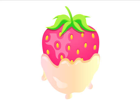 illustration of strawberry in creamのイラスト素材