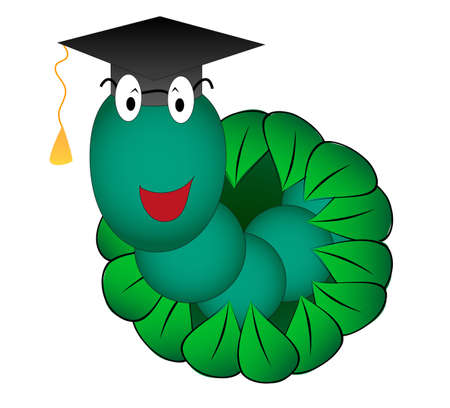 Vector illustration look out student wormのイラスト素材