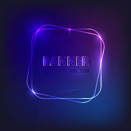 Glowing neon banner for design. Vector Backgroundのイラスト素材