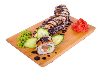 composition of sushi \"Dragon\" with avocadoの写真素材