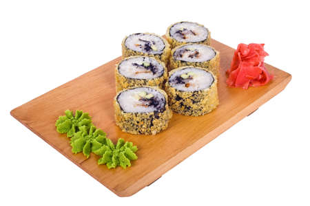 Sushi with fish in the rice on a light backgroundの写真素材