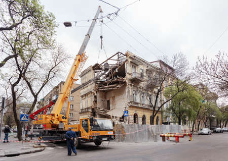 Odessa, Ukraine -04/09/2020 : the collapse of the old building on the st. Nakhimova,3のeditorial素材