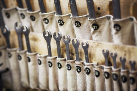 Spanners. Many wrenches. Industrial background. Set of wrench tool equipment. Set of wrenches in different sizes.の写真素材