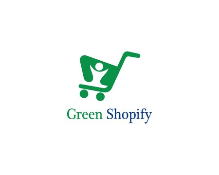 Green bag online shop vector logo designのイラスト素材