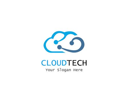 Cloud Digital technology line logo template vectorのイラスト素材