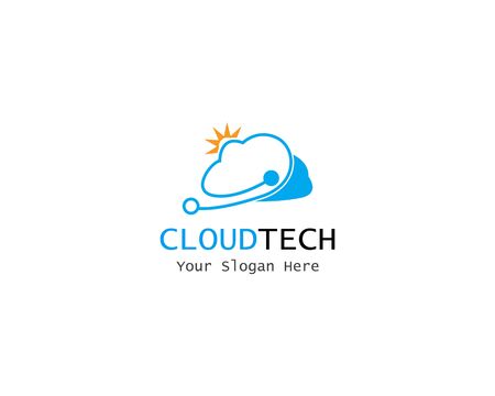 Cloud Digital technology line logo template vectorのイラスト素材