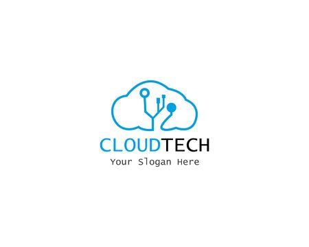 Cloud Digital technology line logo template vectorのイラスト素材