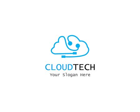 Cloud Digital technology line logo template vectorのイラスト素材