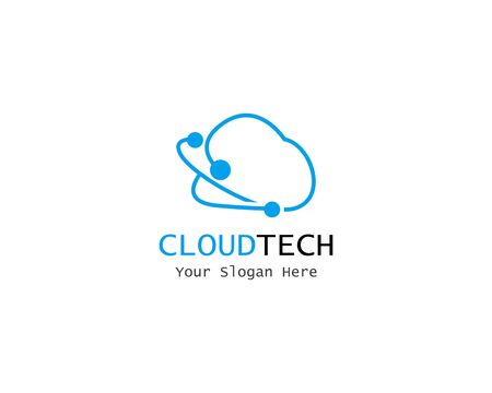 Cloud Digital technology line logo template vectorのイラスト素材