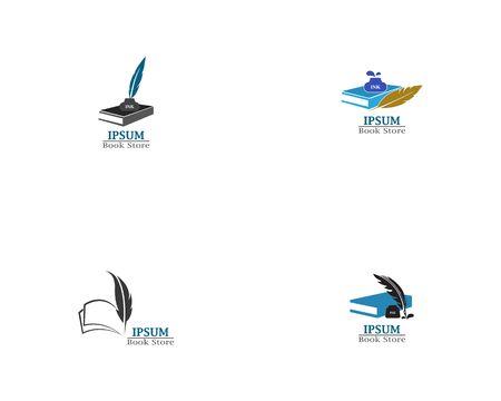 Feather pen with book logo template vectorのイラスト素材