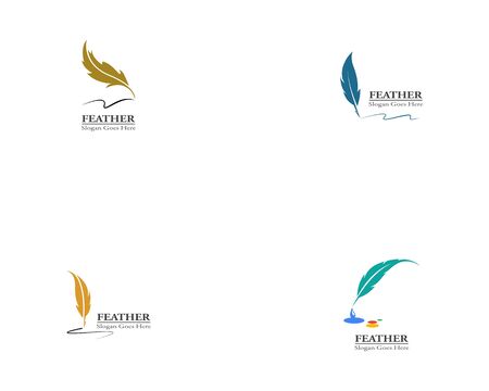 Feather pen with book logo template vectorのイラスト素材