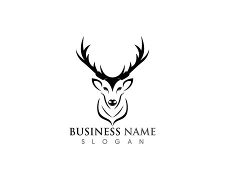 Deer head icon silhouette logo design minimalist templateのイラスト素材