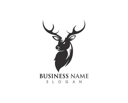 Deer head icon silhouette logo design minimalist templateのイラスト素材