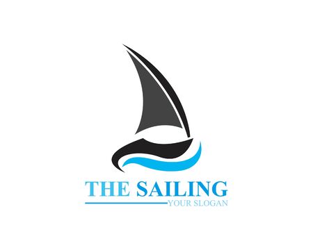 Sailing boat ocean wave logo template vectorのイラスト素材