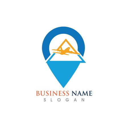 Air Travel in World Logo Template Design Creative Symbol, Iconのイラスト素材