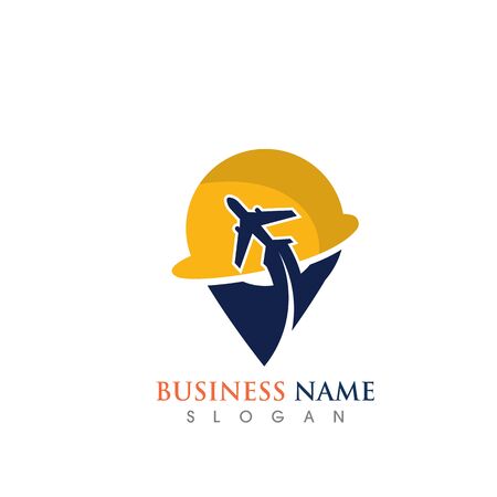 Air Travel in World Logo Template Design Creative Symbol, Iconのイラスト素材