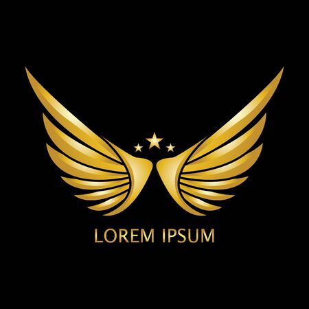 Luxury wings GOLD logo emblem design concept templateのイラスト素材