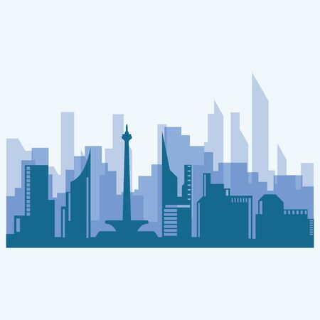 Modern City skyline . city silhouette. vector illustration in flat designのイラスト素材