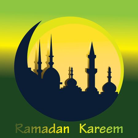 Happy Ramadan kareem islamic design with mosque and moon holy. vector illustrationのイラスト素材
