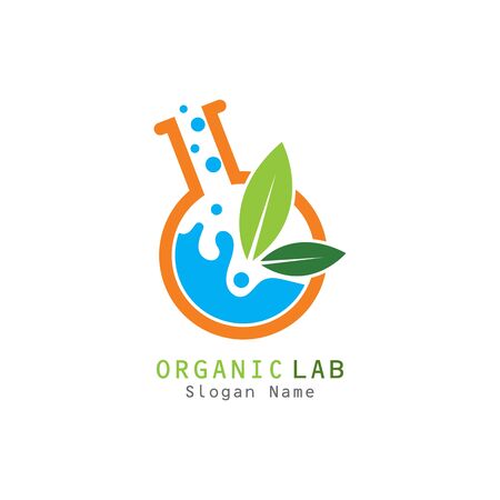 Organic lab with leaf premium  illustration vector iconのイラスト素材