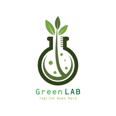Green Lab  Design Concept Vector. Creative Lab with leaf  Templateのイラスト素材