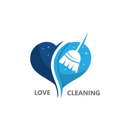 Creative Love Cleaning Concept Logo Design Vector templateのイラスト素材