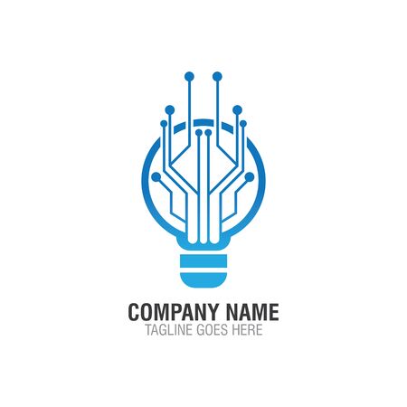 Bulb tech Circuit logo design, Electric light Technology iconのイラスト素材