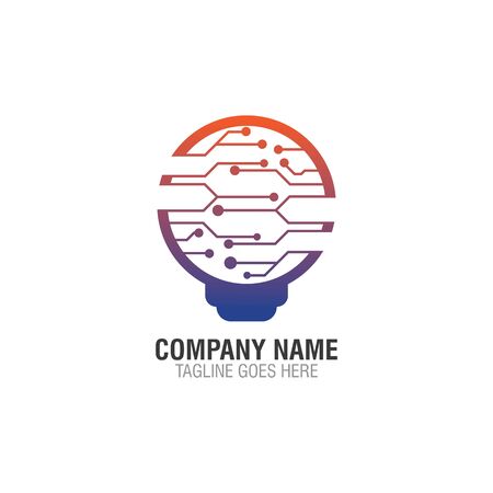 Bulb tech Circuit logo design, Electric light Technology iconのイラスト素材