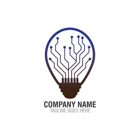Bulb tech Circuit logo design, Electric light Technology iconのイラスト素材