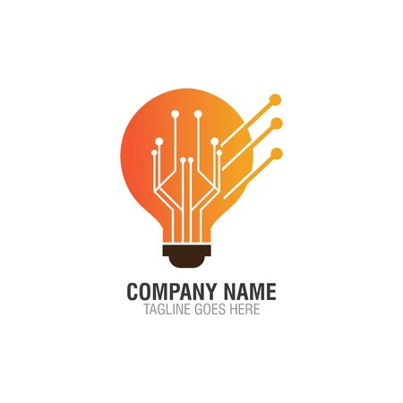 Bulb tech Circuit logo design, Electric light Technology iconのイラスト素材