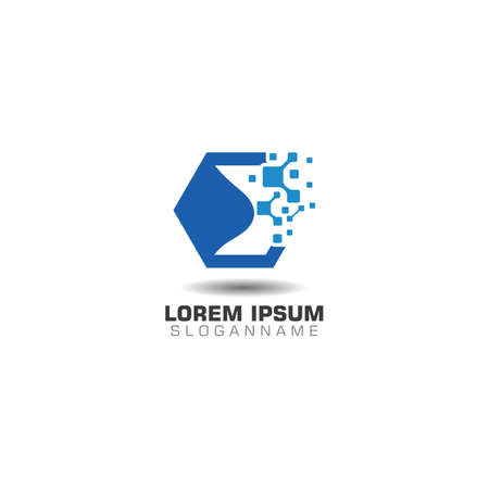 Pixel digital creative logo design modern technology templateのイラスト素材