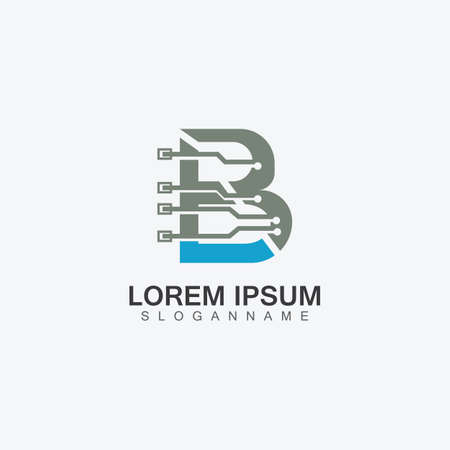 Letter B technology Logo Concept. Creative and Elegant illustration Logo designのイラスト素材