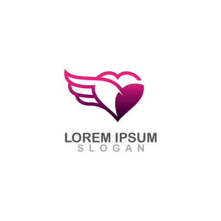 Vector Heart wings icon on white background. Vector illustration designのイラスト素材