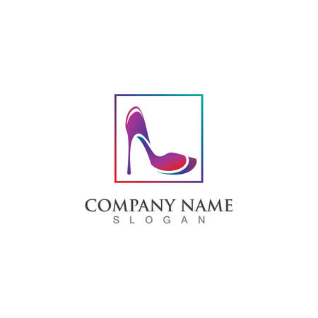 Shoes high woman logo design concept templateのイラスト素材