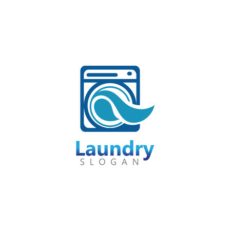 Wash laundry machine room logo. Good for business illustration of wash machine laundry room vectorのイラスト素材