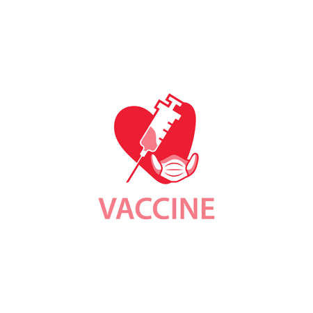 Vaccin injection in love logo design vector illustration health signのイラスト素材