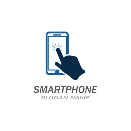 Hand touch smartphone icon on white background for your design, logo, applicationのイラスト素材