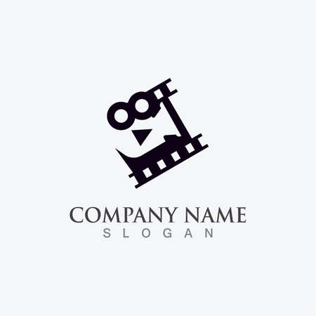 Movie film Strip Logo template vector isolated illustration white background designのイラスト素材