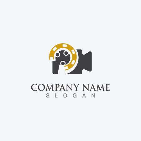 Movie film Strip Logo template vector isolated illustration white background designのイラスト素材