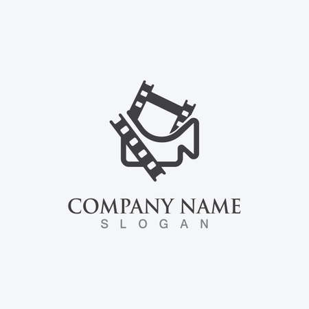 Movie film Strip Logo template vector isolated illustration white background designのイラスト素材