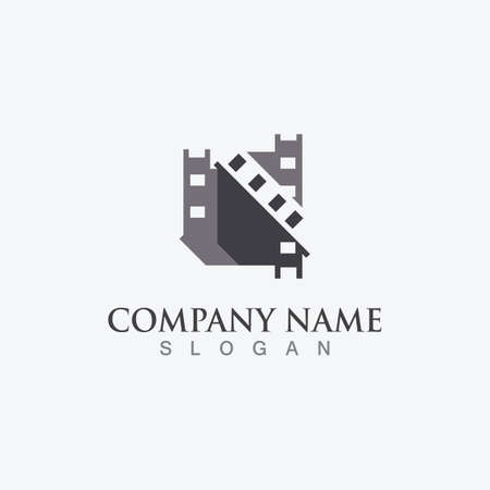 Movie film Strip Logo template vector isolated illustration white background designのイラスト素材