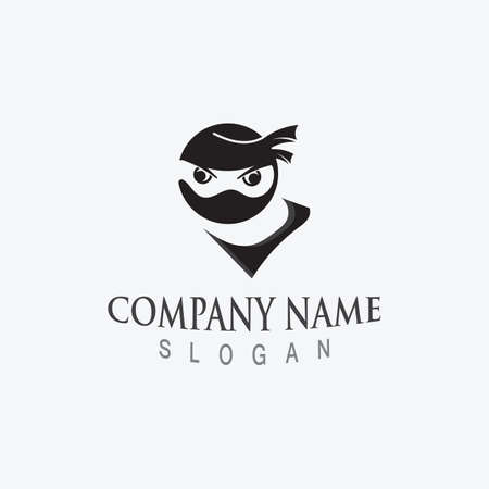 Cute ninja face logo character design template vectorのイラスト素材