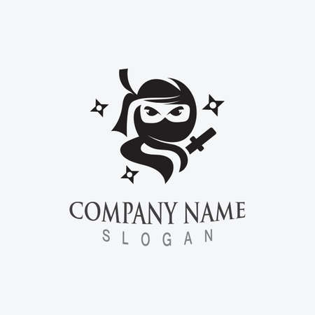Cute ninja face logo character design template vectorのイラスト素材