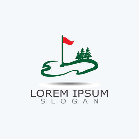 Golf field vector illustration, Golf logo, sport design on white backgroundのイラスト素材
