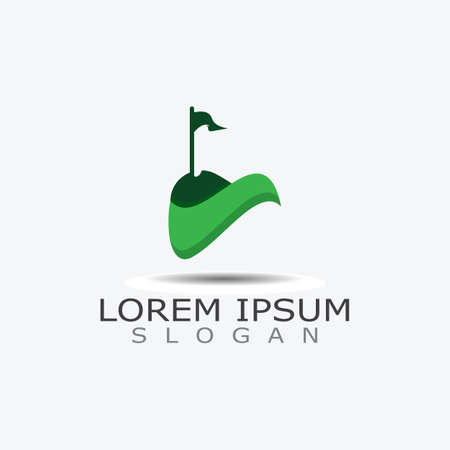 Golf field vector illustration, Golf logo, sport design on white backgroundのイラスト素材