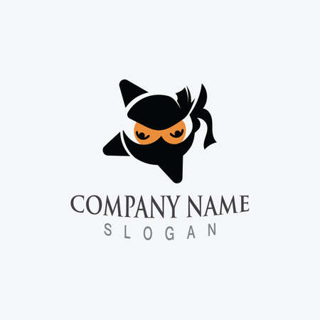 Cute ninja face logo character design template vectorのイラスト素材